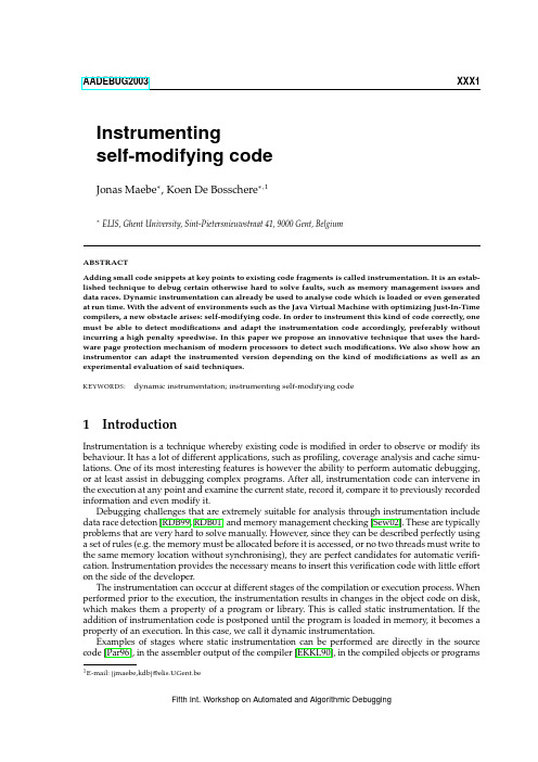 AADEBUG2003 XXX1 Instrumenting self-modifying code