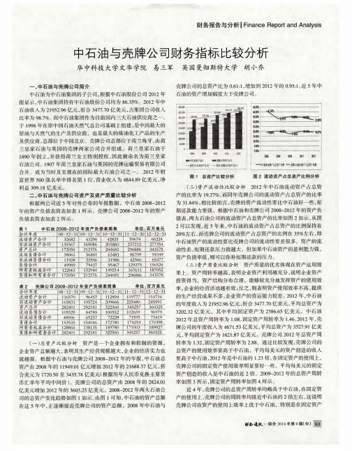 中石油与壳牌公司财务指标比较分析