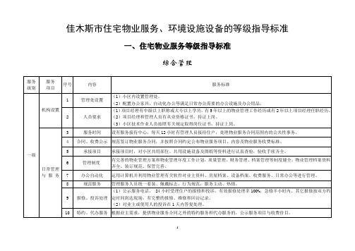 佳木斯市住宅物业服务环境设施设备的等级指导标准(201006)讲解