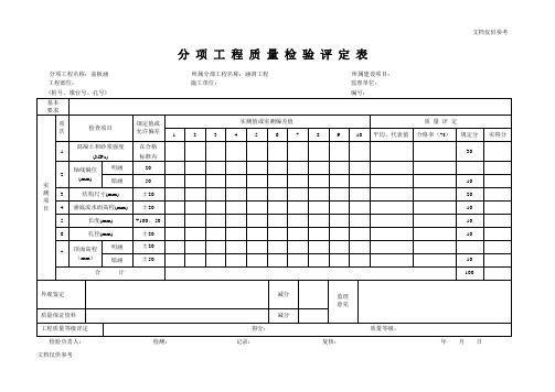 分项工程质量检验评定汇总表盖板涵