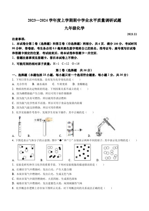 山东省临沂市罗庄区2023-2024学年九年级上学期期中考试化学试题(含答案)