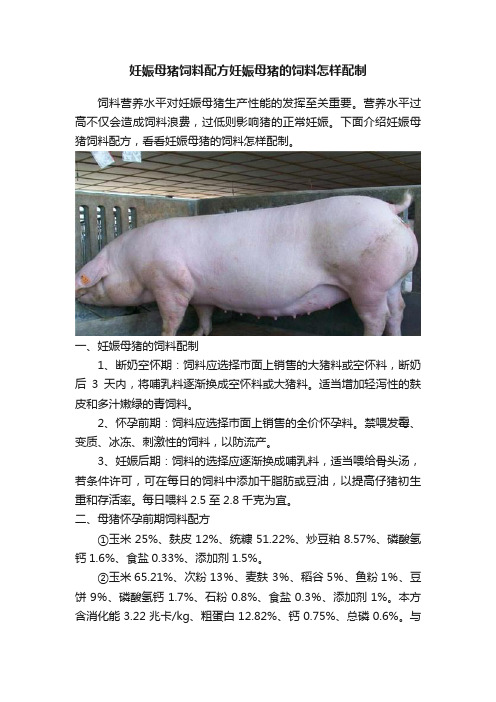 妊娠母猪饲料配方妊娠母猪的饲料怎样配制