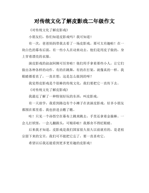 对传统文化了解皮影戏二年级作文