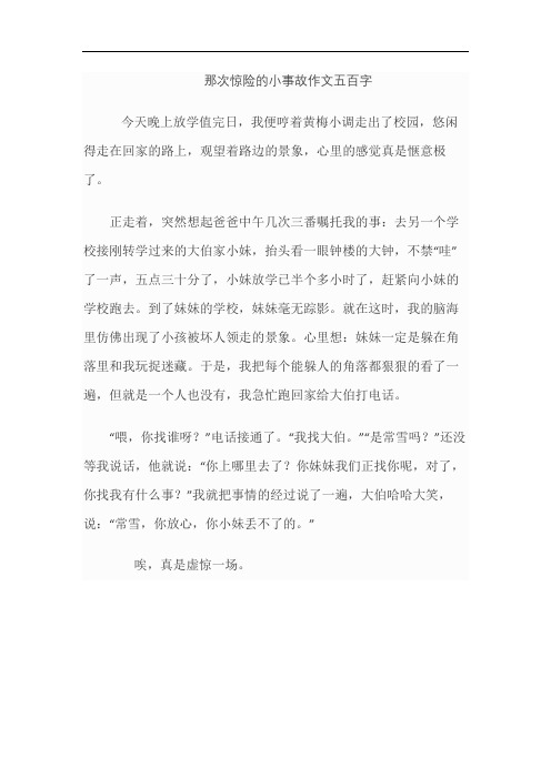 那次惊险的小事故作文五百字