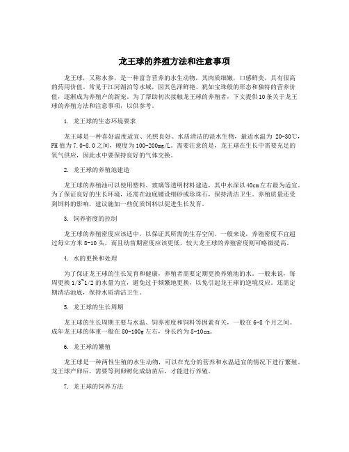 龙王球的养殖方法和注意事项