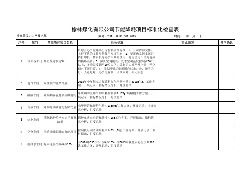 节能降耗项目检查表