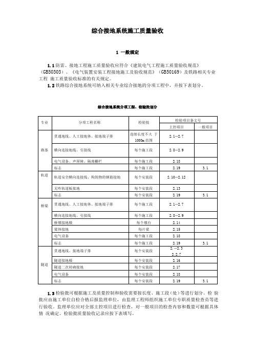 综合接地施工质量验收