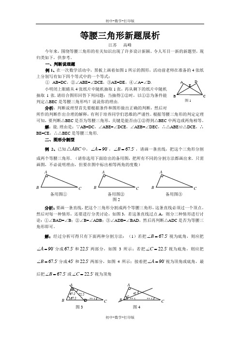 沪科版-数学-八年级上册-八上16.3等腰三角形新题展析