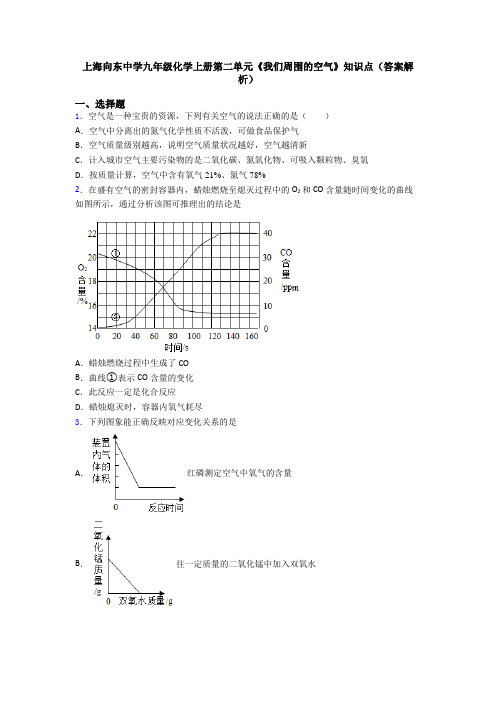 上海向东中学九年级化学上册第二单元《我们周围的空气》知识点(答案解析)