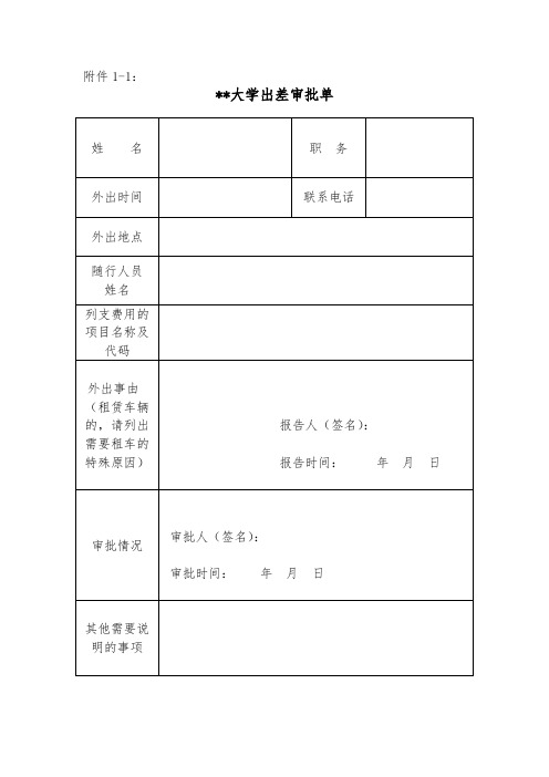 福建农林大学出差审批单【模板】