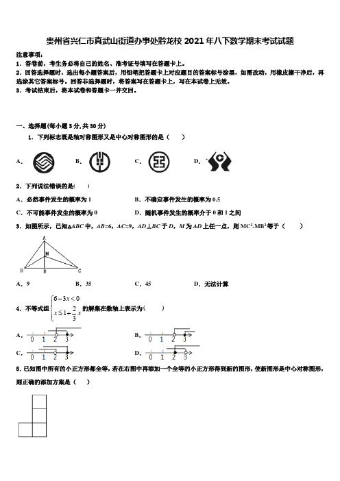 贵州省兴仁市真武山街道办事处黔龙校2021年八下数学期末考试试题含解析