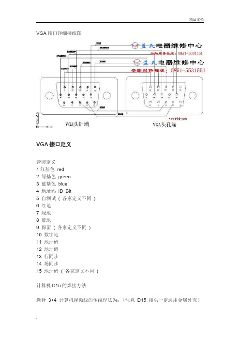 VGA接口详细接线图