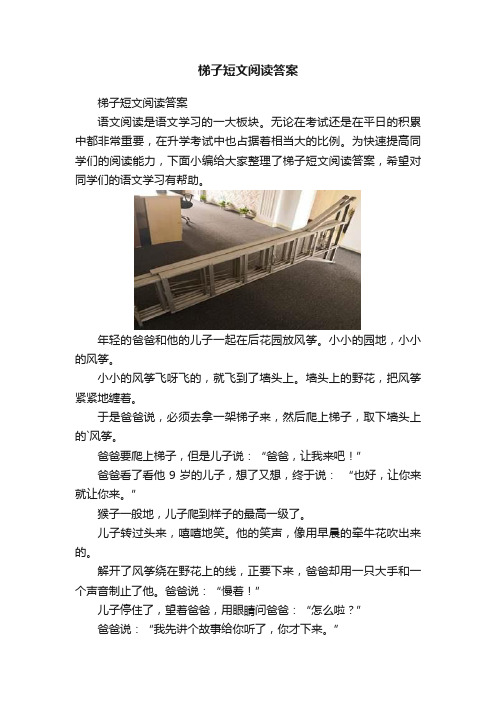 梯子短文阅读答案