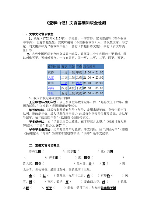 《登泰山记》文言基础知识全检测