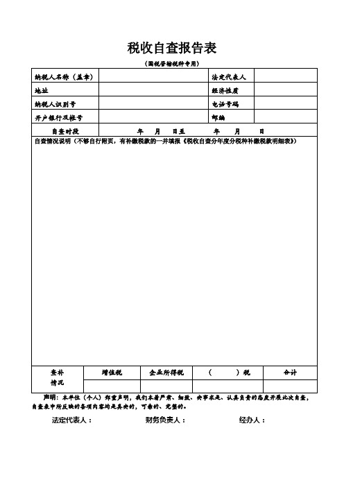 税收自查报告表