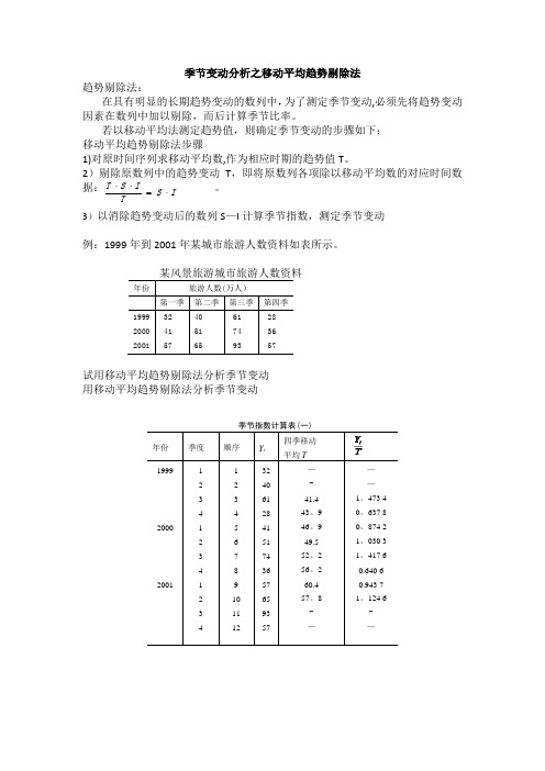 季节变动分析之移动平均趋势剔除法