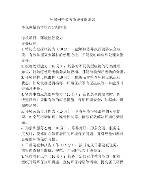 环保网格员考核评分细则表