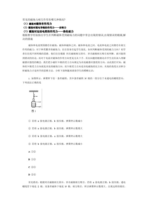 常见的磁场力相互作用有哪几种情况