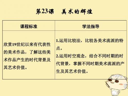 (四省市)高中历史第八单元19世纪以来的世界文学艺术第23课美术的辉煌课件新人教版必修3