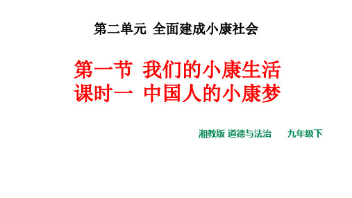 湘师大版九年级道德与法治下册第二单元第一节第一课时  中国人的小康梦(14张PPT)