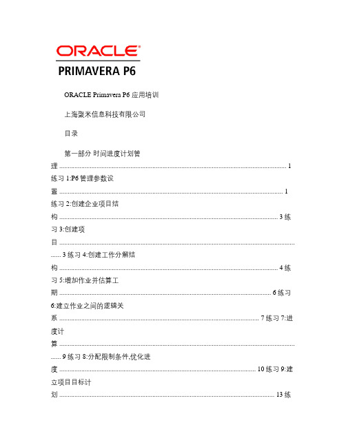 ORACLEPrimaveraP6应用培训-进度计划管理解读