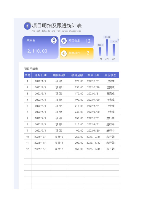 项目明细及跟进统计表格