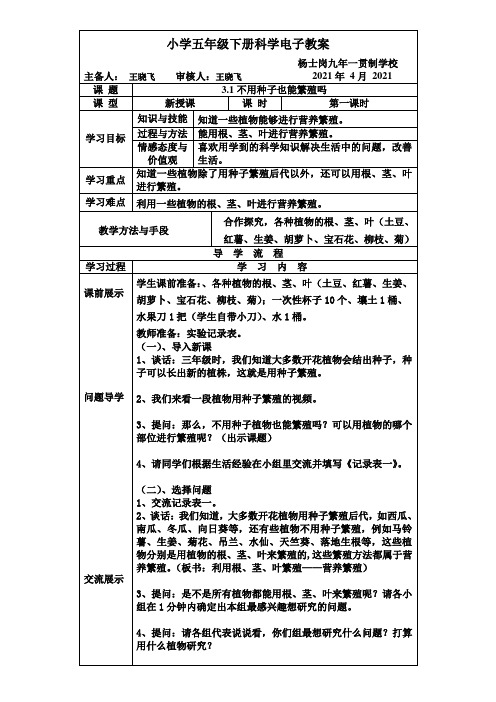 《不用种子也能繁殖吗》优秀教案