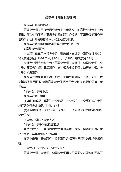 高级会计师的职称介绍