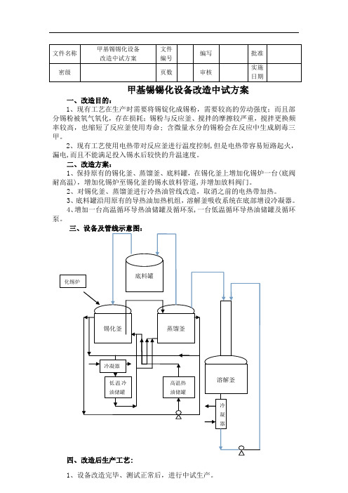 甲基锡锡化设备改造中试方案