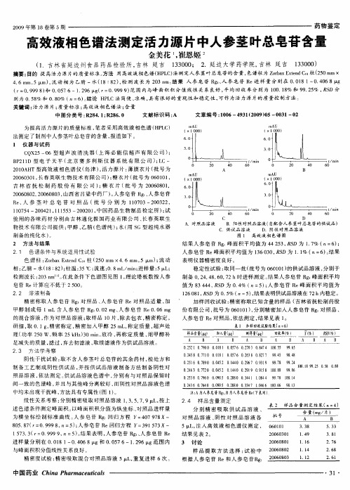 高效液相色谱法测定活力源片中人参茎叶总皂苷含量