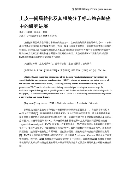 上皮—间质转化及其相关分子标志物在肺癌中的研究进展