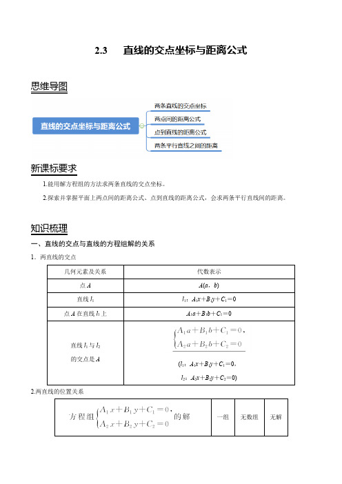 2.3 直线的交点坐标与距离公式(原卷版)