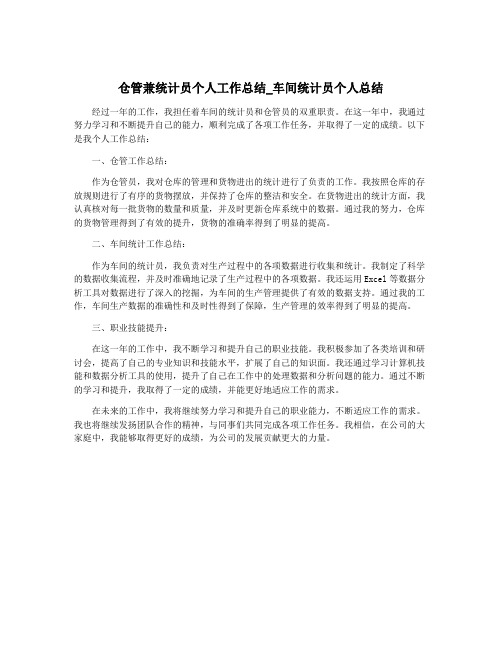 仓管兼统计员个人工作总结_车间统计员个人总结