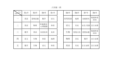 八年级课程表