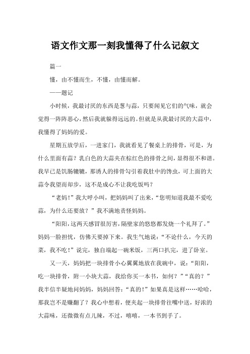 语文作文那一刻我懂得了什么记叙文