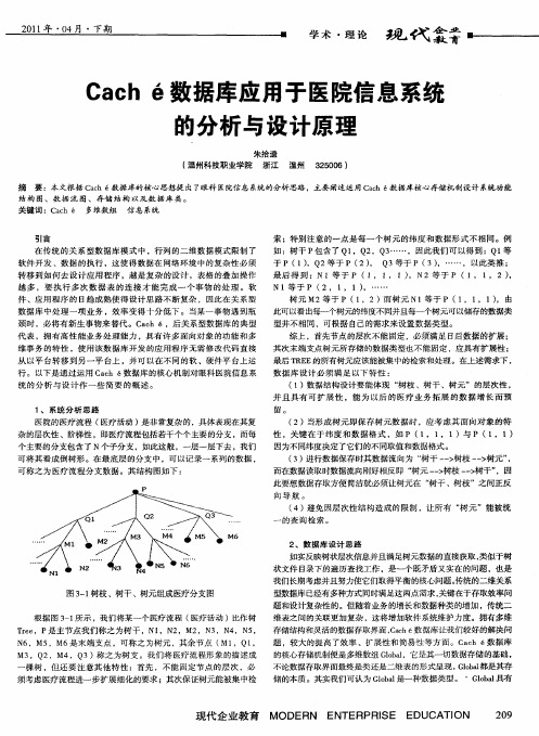 Caché数据库应用于医院信息系统的分析与设计原理