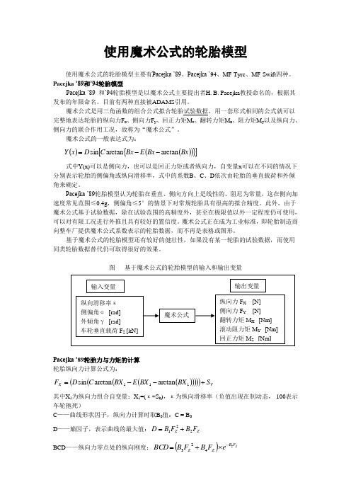 ADAMS魔术公式的轮胎模型