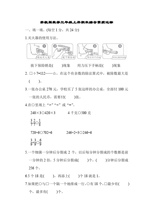 苏教版数学三年级上册期末综合素质达标(含答案)