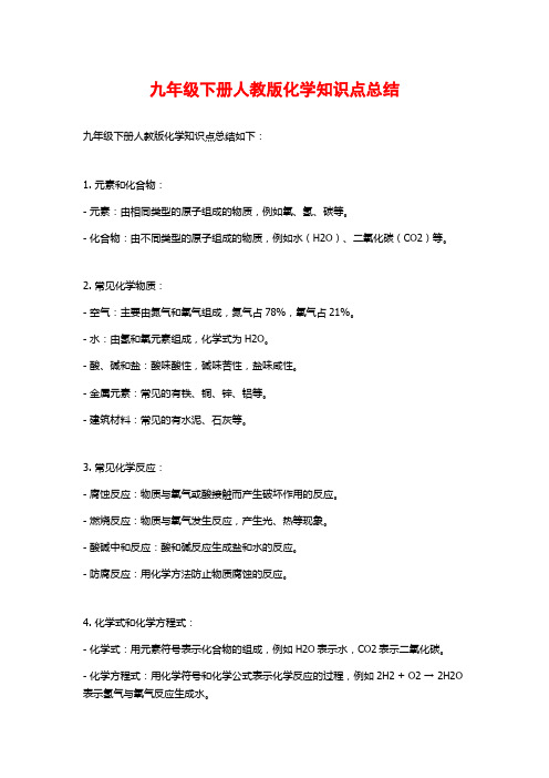 九年级下册人教版化学知识点总结