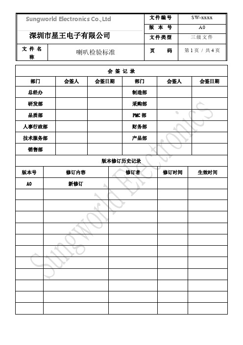 喇叭检验标准