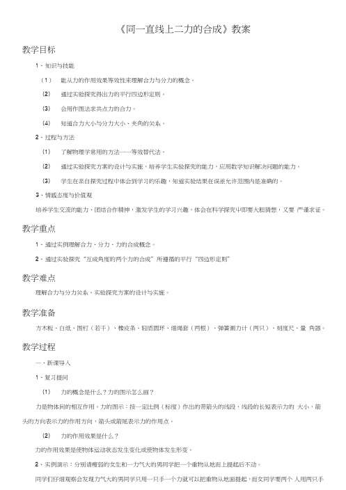 《同一直线上二力的合成》教案4.doc