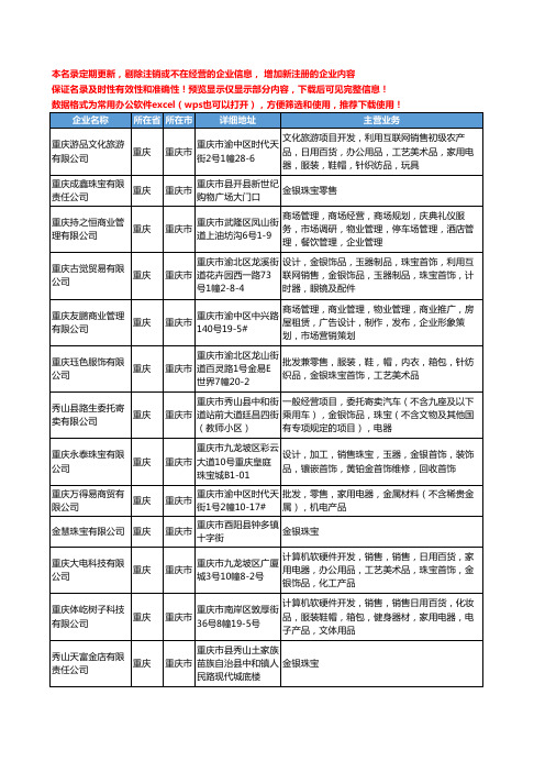 新版重庆市金银珠宝工商企业公司商家名录名单联系方式大全74家