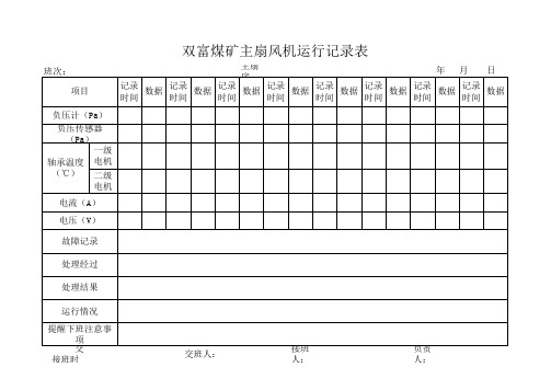 主扇运行记录表