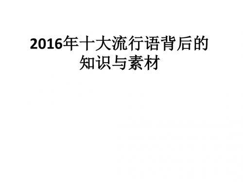 2016年十大流行语背