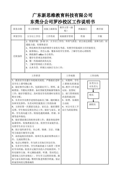 学习管理师工作说明书