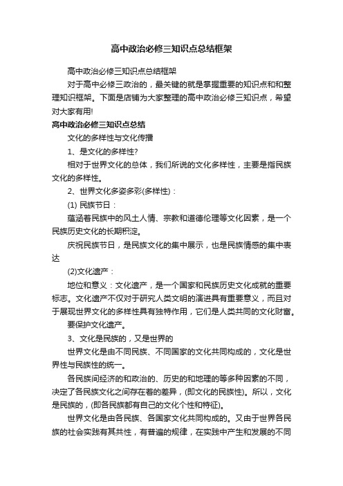 高中政治必修三知识点总结框架