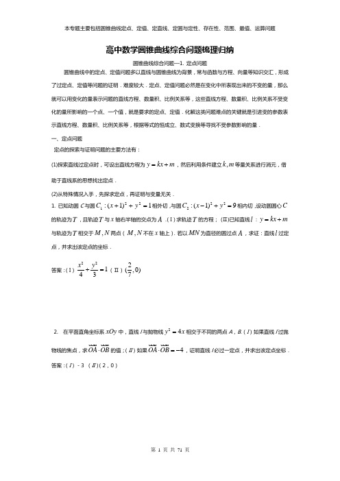 高中数学圆锥曲线综合问题梳理归纳