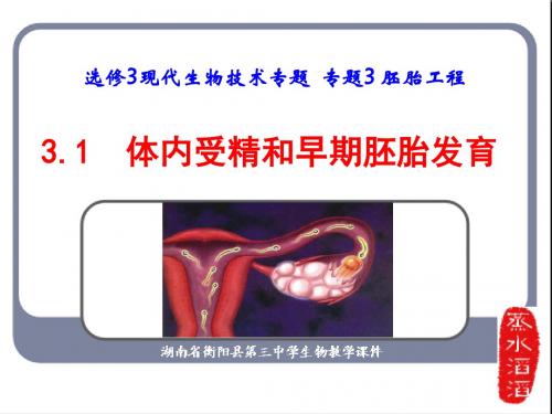 最新2016人教版高中生物选修三专题三胚胎工程++3.1+体内受精和早期胚胎发育+(共31张PPT)