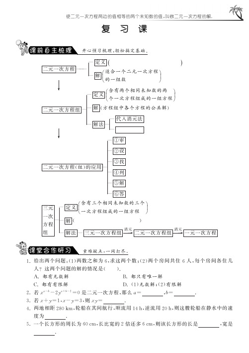 第八章二元一次方程组复习课人教版七下