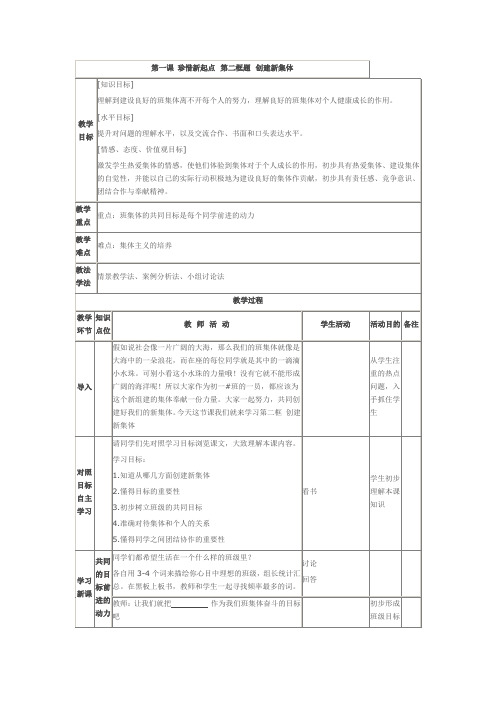 创建新集体的教学设计